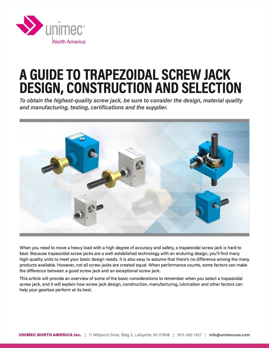 A Guide to Trapezoidal Screw Jack Design, Construction and Selection