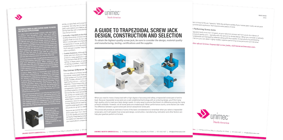 White Paper: A Guide to Trapezoidal Screw Jack Design, Construction and Selection